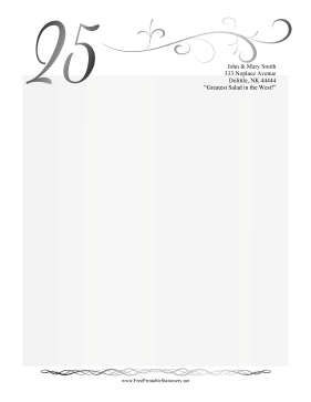 25th Anniversary Stationery stationery design