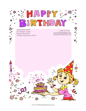 Birthday Girl Celebration stationery design