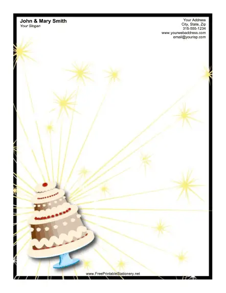 Sparkly Cake stationery design