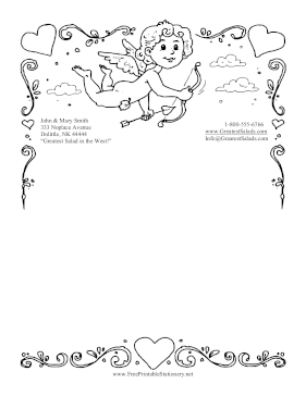 Cupid With Bow Black and White stationery design