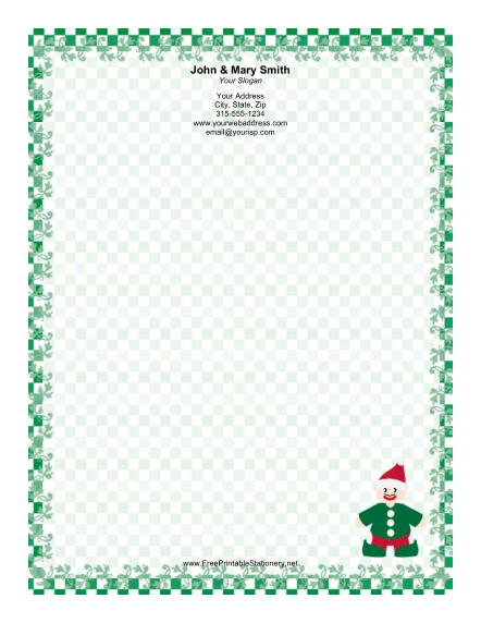 Elf in Green stationery design