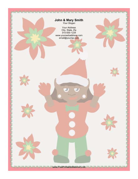 Elf in Red and Green stationery design