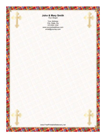 Four Gold Crosses stationery design