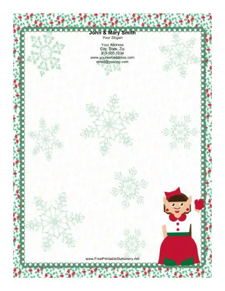 Lady Elf with Red Bow stationery design