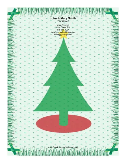 Large Christmas Tree Gold Star stationery design