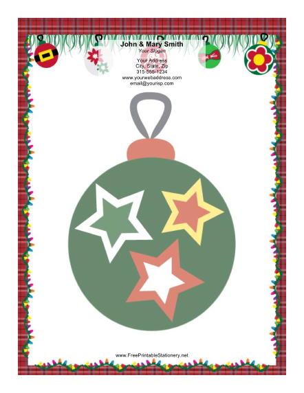 Large Green Ornament stationery design