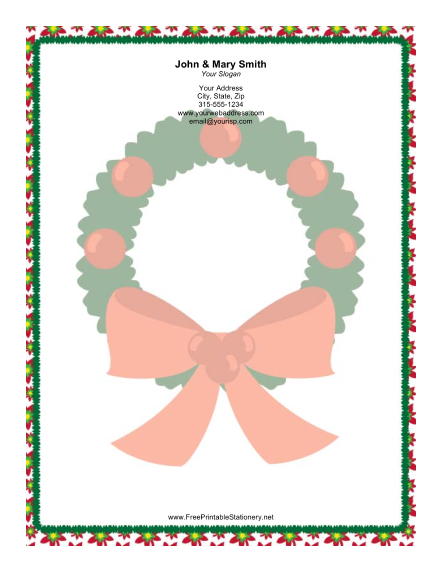 Large Wreath Red Bow stationery design