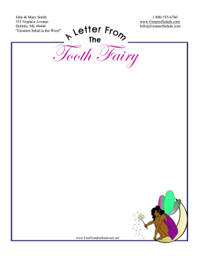 Letter From Tooth Fairy Stationery stationery design
