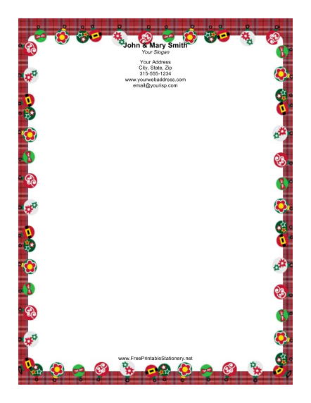 Ornaments with Red Plaid Border stationery design