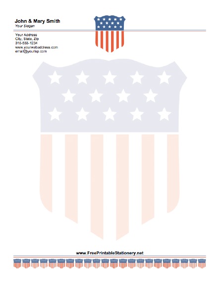American Flag stationery design