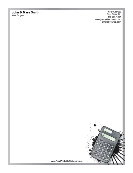 Calculator stationery design