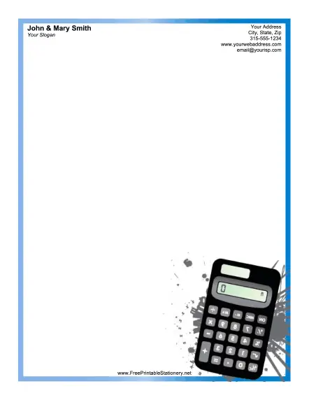 Calculator stationery design