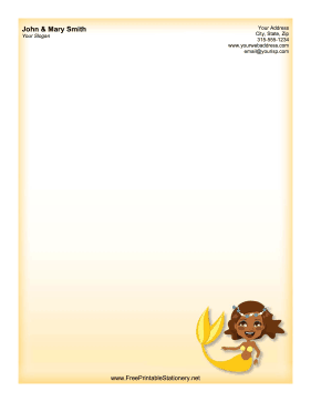 African American Mermaid stationery design