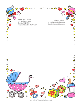 Baby Buggy And Toys stationery design
