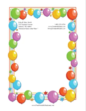 Balloons And Stars stationery design