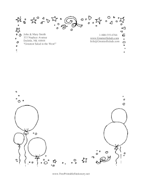 Birthday Balloons Black and White stationery design