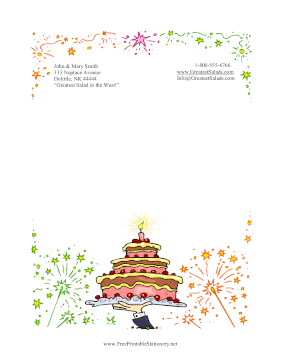 Birthday Cake And Sparklers stationery design