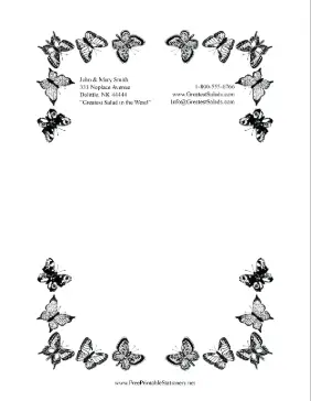Black And White Butterflies stationery design