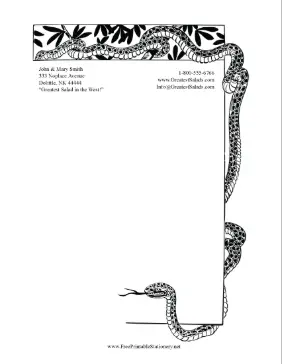 Black And White Snake stationery design