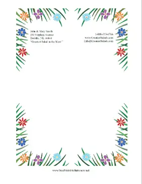 Bright Flowers And Grass stationery design
