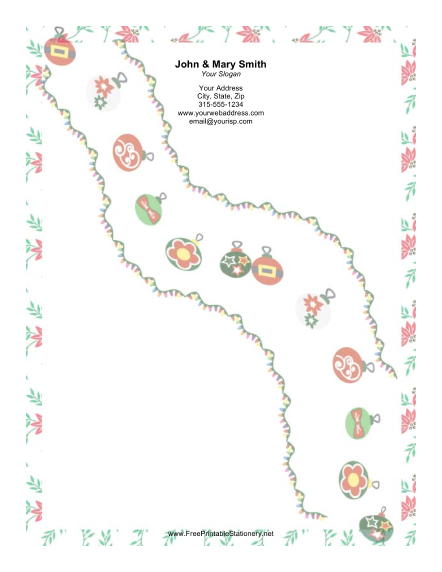 Cascade of Ornaments stationery design