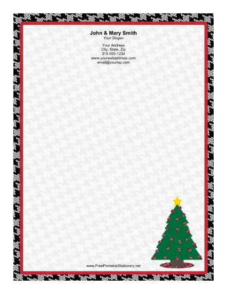 Christmas Tree Checked Border stationery design