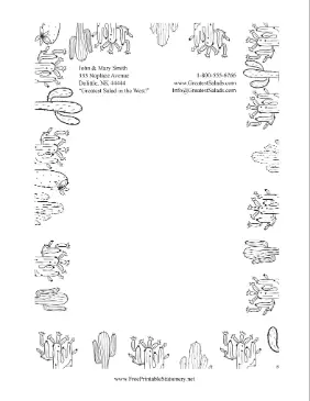 Colorable Cactus stationery design