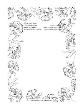 Colorable Ginkgo stationery design