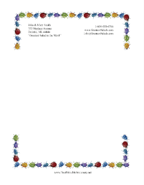 Colorful Bugs stationery design