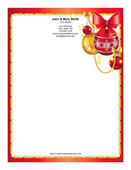 Colorful Ornaments Gold Red Border stationery design