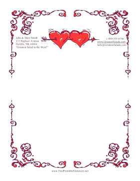 Cupid Hearts Romance stationery design