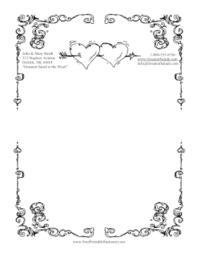 Cupid Hearts Romance Black and White stationery design