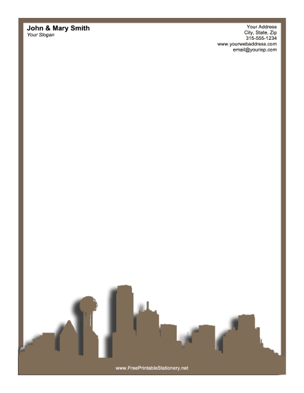 Dallas Skyline Yellow stationery design