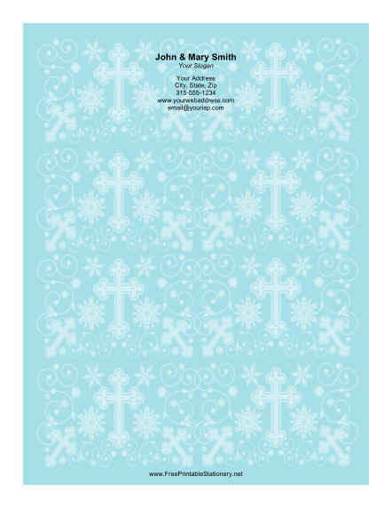 Different Sized Crosses Blue Background stationery design