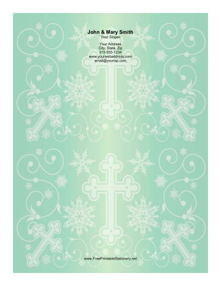 Different Sized Crosses Green Background stationery design