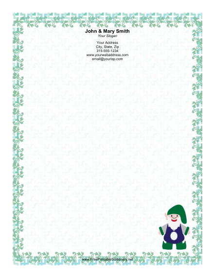 Elf with Blue Green Border stationery design