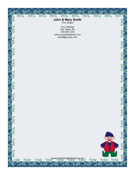 Elf with Floppy Hat stationery design