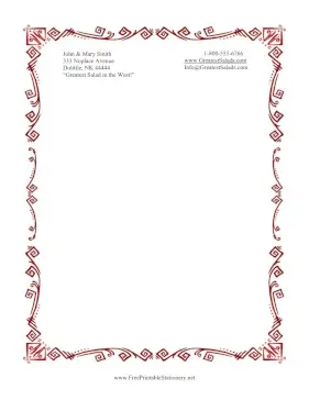 Festive Abstract Border Red stationery design