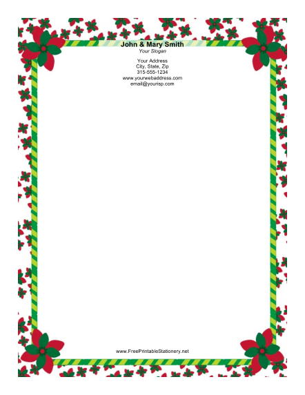 Floral Candy Cane stationery design