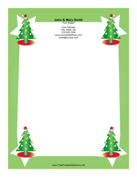 Four Christmas Trees stationery design