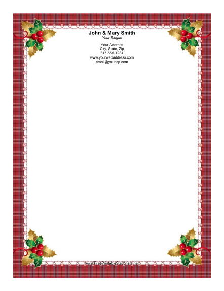 Four Holly Sprigs stationery design