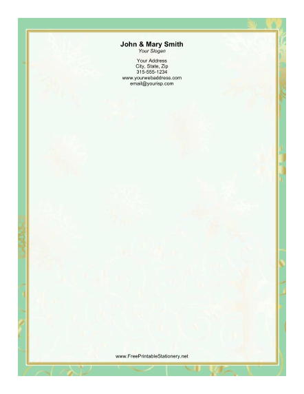 Green Gold Border stationery design