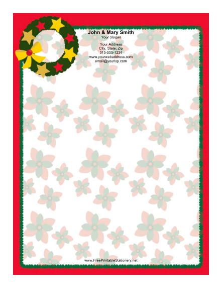 Green Wreath stationery design