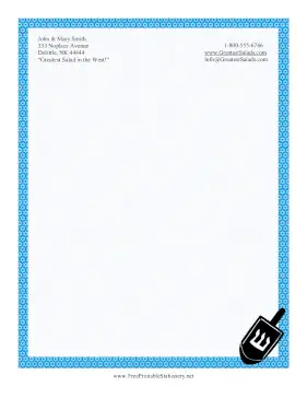 Hanukkah Dreidel stationery design