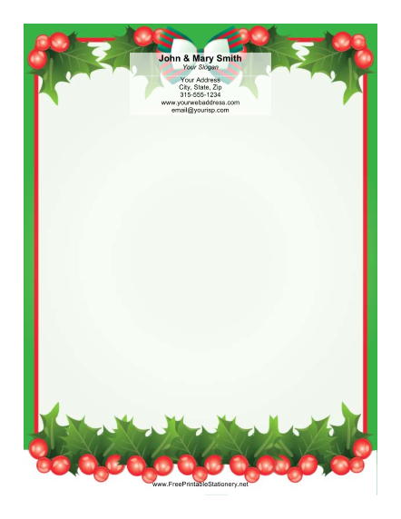 Holly with Bow stationery design