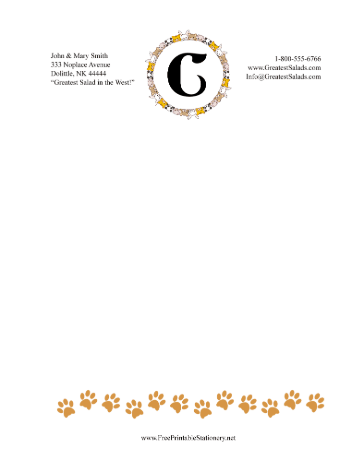 Kid Animal Monogram C stationery design