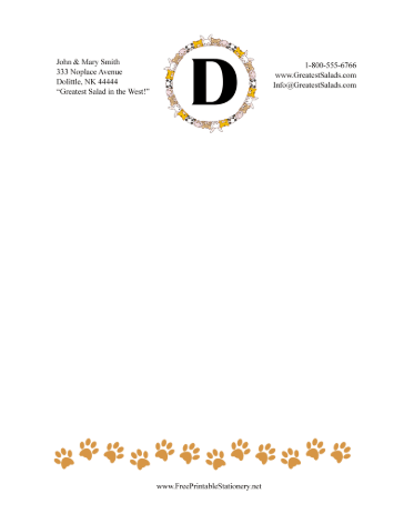 Kid Animal Monogram D stationery design