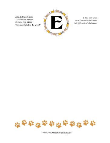 Kid Animal Monogram E stationery design