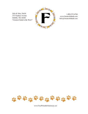 Kid Animal Monogram F stationery design