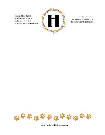 Kid Animal Monogram H stationery design